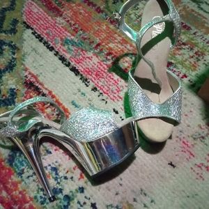 Pleaser silver heels